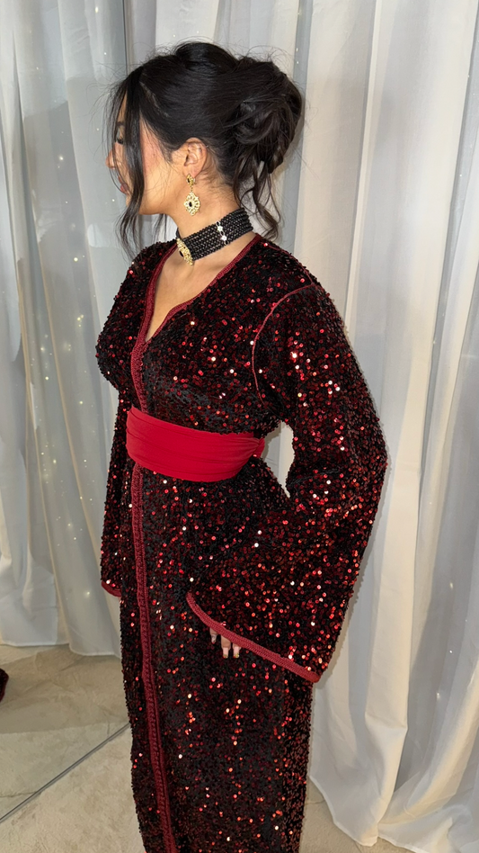 Caftan sequin rouge
