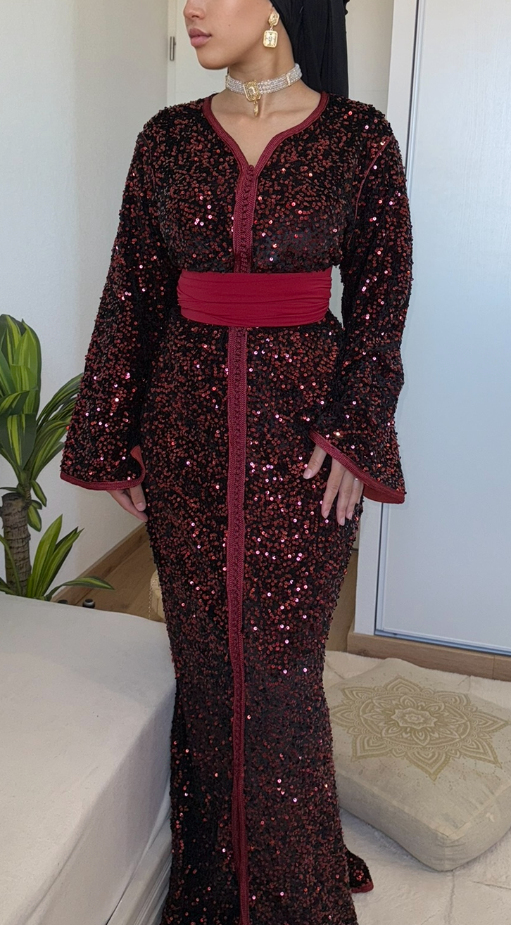 Caftan sequin rouge